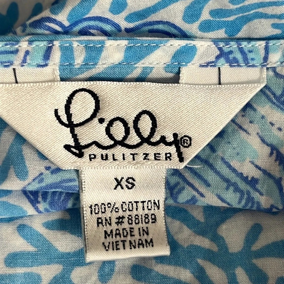 Lilly Pulitzer White Label Kimono Style Seashell Print Cotton Wrap Top - Size XS - Picture 5 of 6